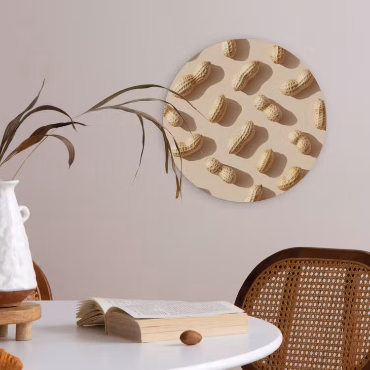 Pinda's - Patroon - Beige Akoestische PET Vilt - Rond klein -sfeer3
