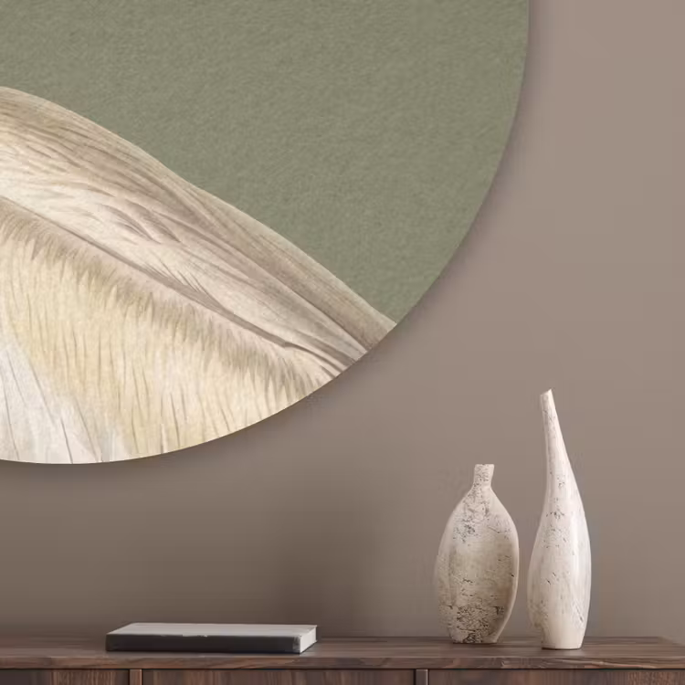 Pelikaan - Wit - Vogel - Klassiek - Natuur Akoestische PET Vilt - Rond klein -sfeer5_closeup