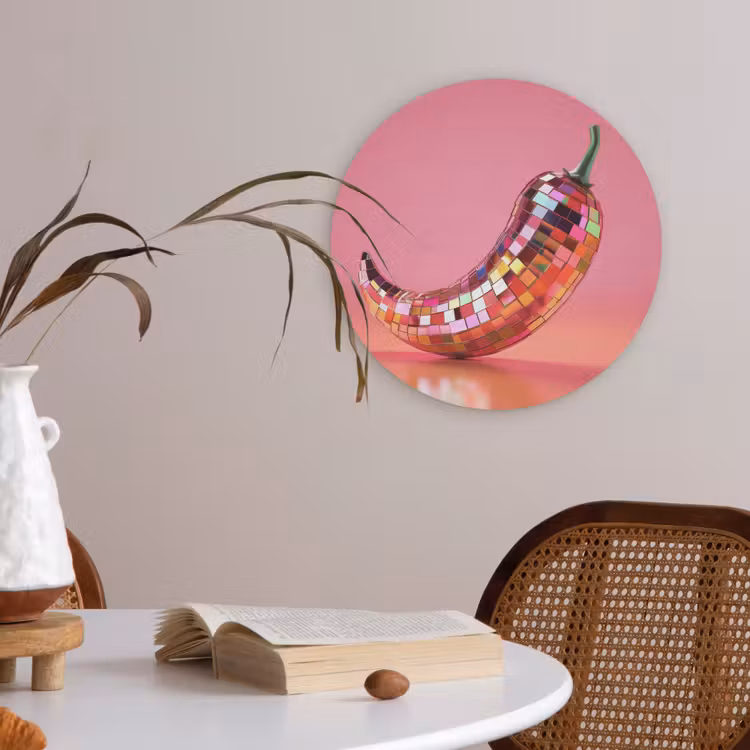 Peper - Disco - Rood - Glitter Akoestische PET Vilt - Rond klein -sfeer3