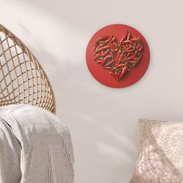 Pepers - Rood - Hart Akoestische PET Vilt - Rond klein -sfeer4
