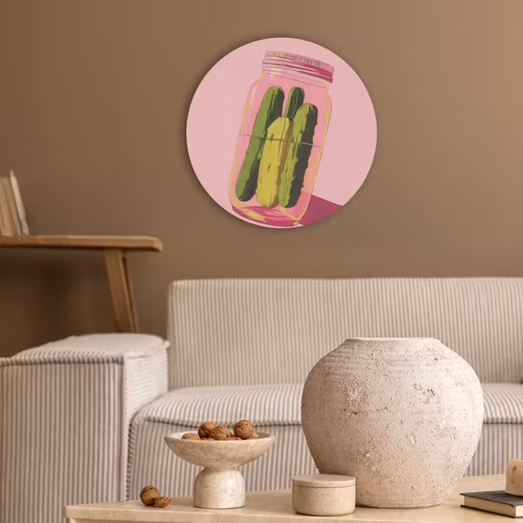 Augurken - Pot - Schaduw - Roze Akoestische PET Vilt - Rond klein -sfeer1