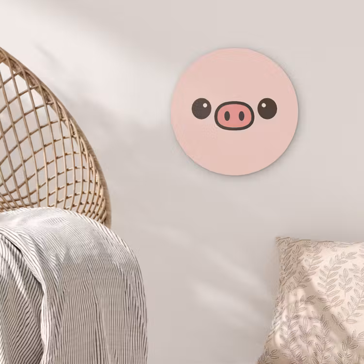 Varken - Roze - Minimalistisch Akoestische PET Vilt - Rond klein -sfeer4