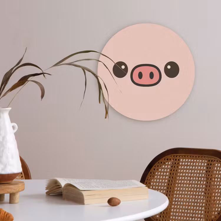 Varken - Roze - Minimalistisch Akoestische PET Vilt - Rond klein -sfeer3
