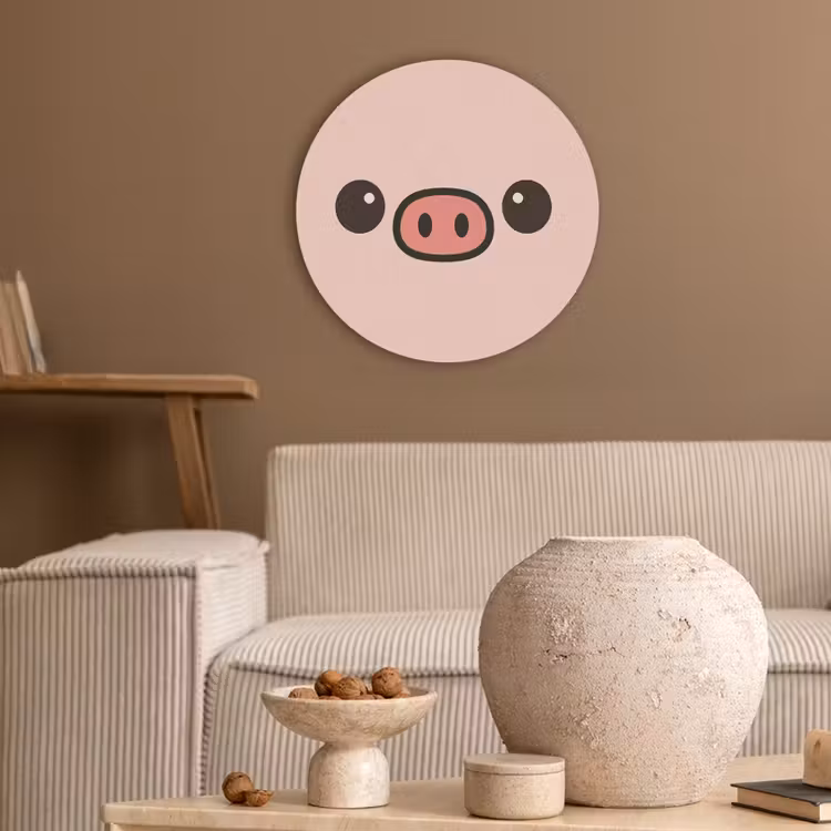 Varken - Roze - Minimalistisch Akoestische PET Vilt - Rond klein -sfeer1