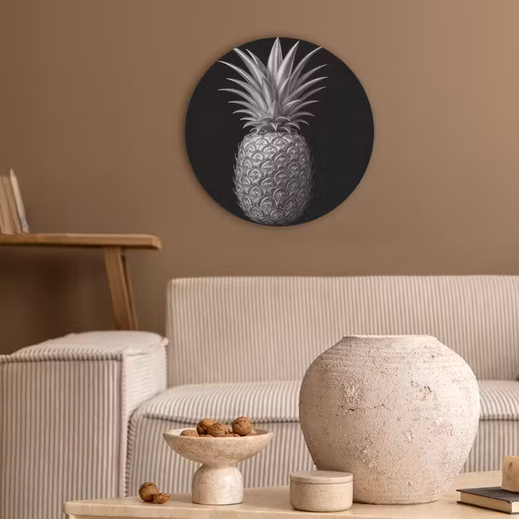 Ananas - Gedetailleerd - Bladeren Akoestische PET Vilt - Rond klein -sfeer1