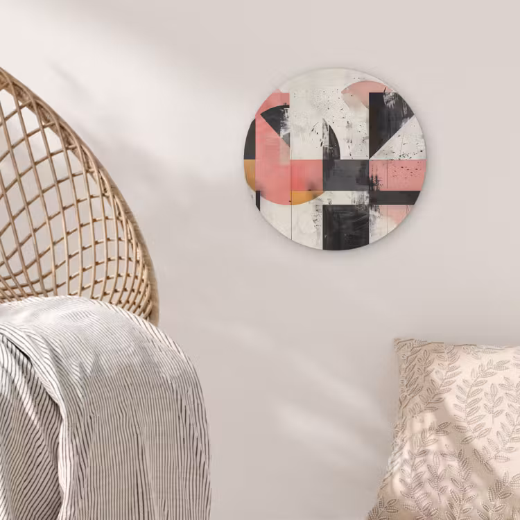 Roze - Abstract - Aesthetic - Modern - Vormen Akoestische PET Vilt - Rond klein -sfeer4