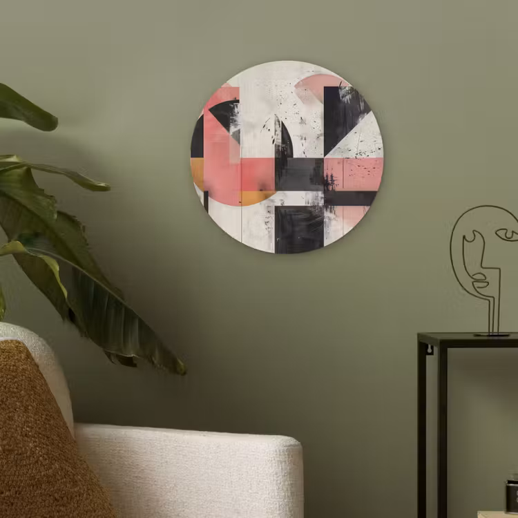Roze - Abstract - Aesthetic - Modern - Vormen Akoestische PET Vilt - Rond klein -sfeer2