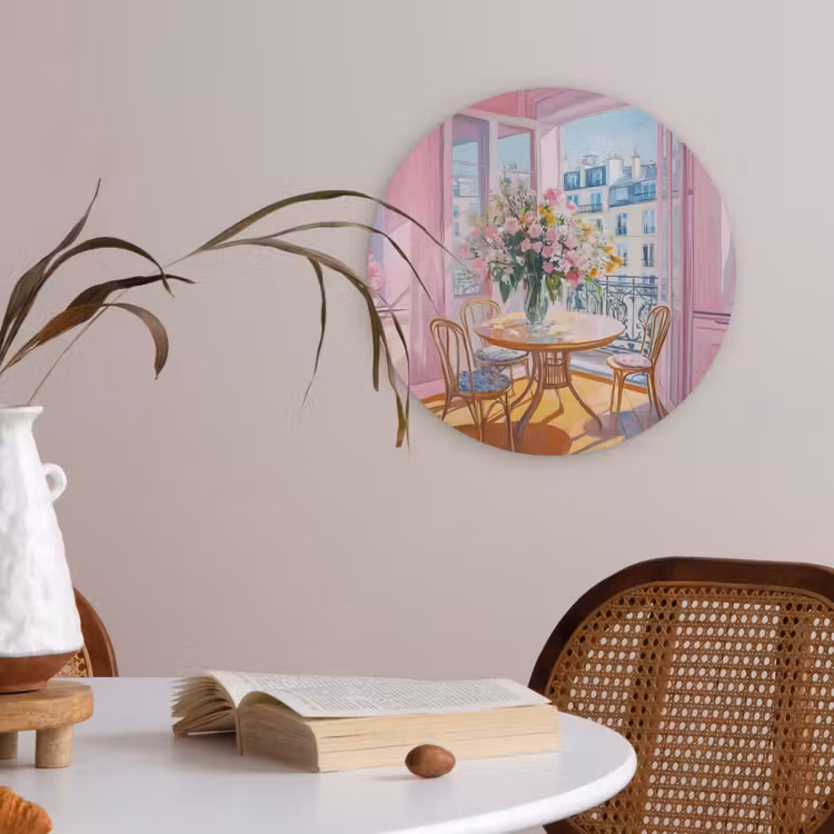 Pink - City - Bloemen Akoestische PET Vilt - Rond klein -sfeer3