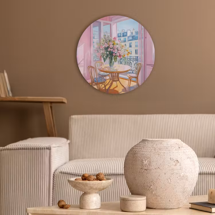 Pink - City - Bloemen Akoestische PET Vilt - Rond klein -sfeer1