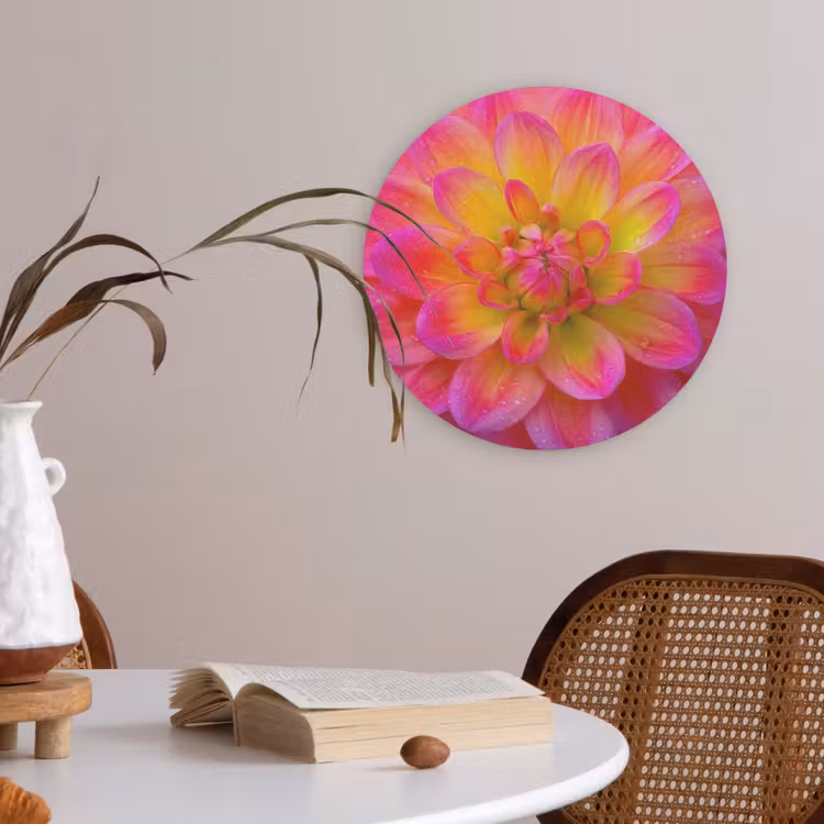 Roze - Dahlia - Kleurrijk Akoestische PET Vilt - Rond klein -sfeer3