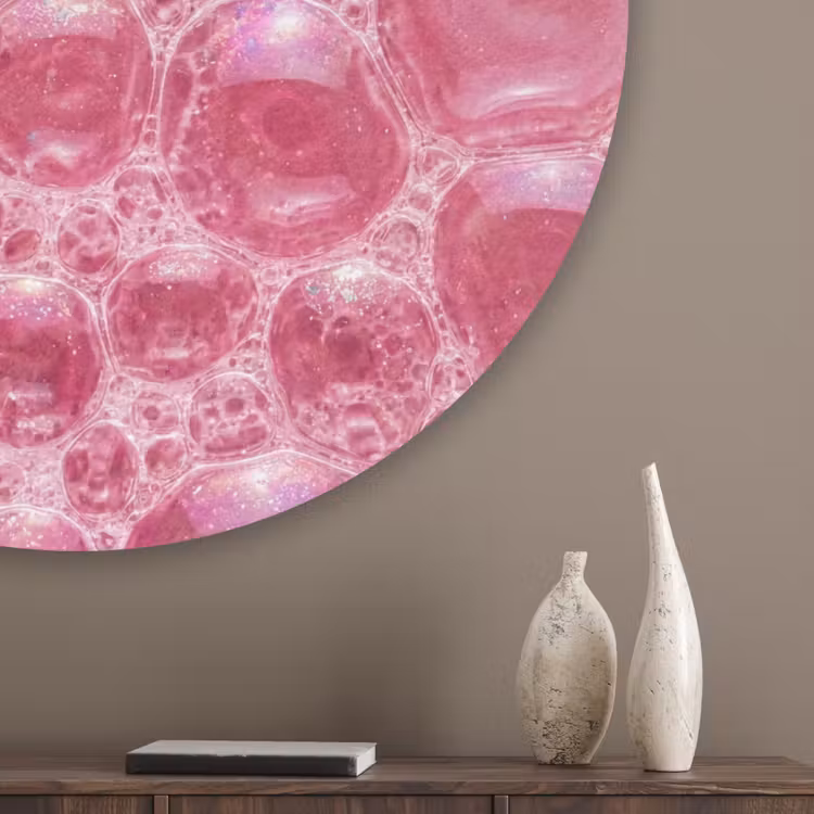 Roze - Schuim - Bubbels Akoestische PET Vilt - Rond klein -sfeer5_closeup