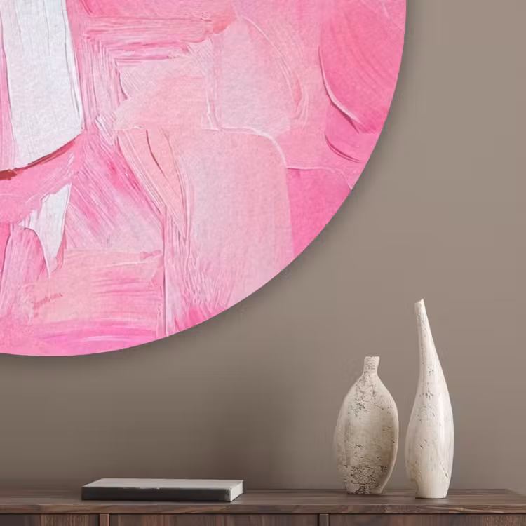 Roze - Verf - Coffee Akoestische PET Vilt - Rond klein -sfeer5_closeup