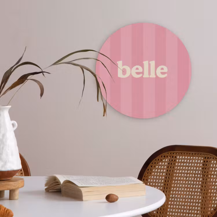 Roze - Gestreept - Belle Akoestische PET Vilt - Rond klein -sfeer3
