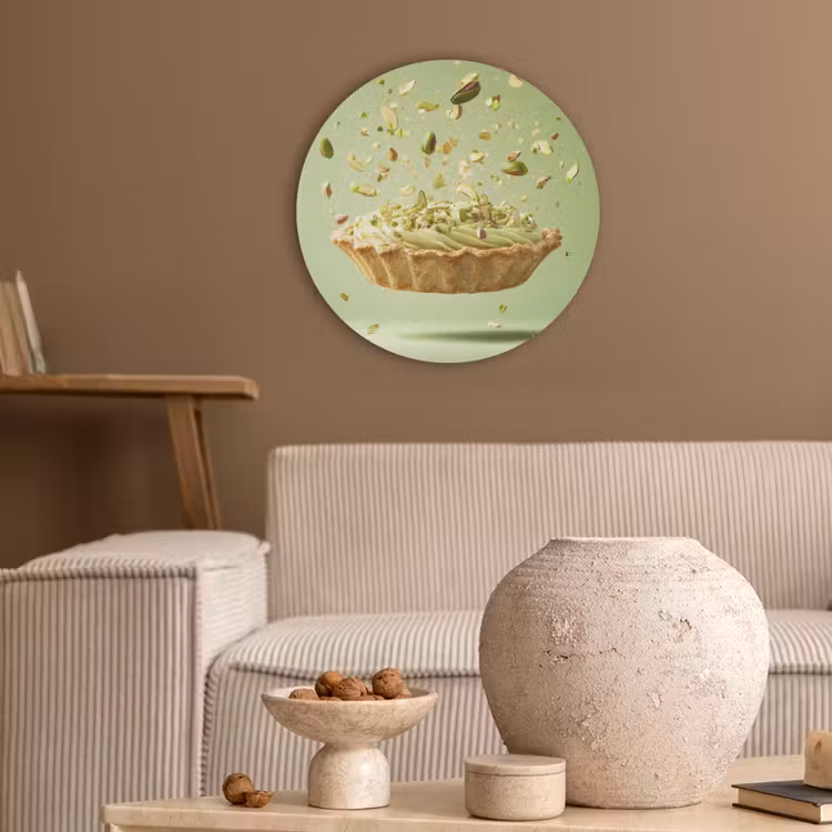 Pistache - Taart - Noten - Eten Akoestische PET Vilt - Rond klein -sfeer1