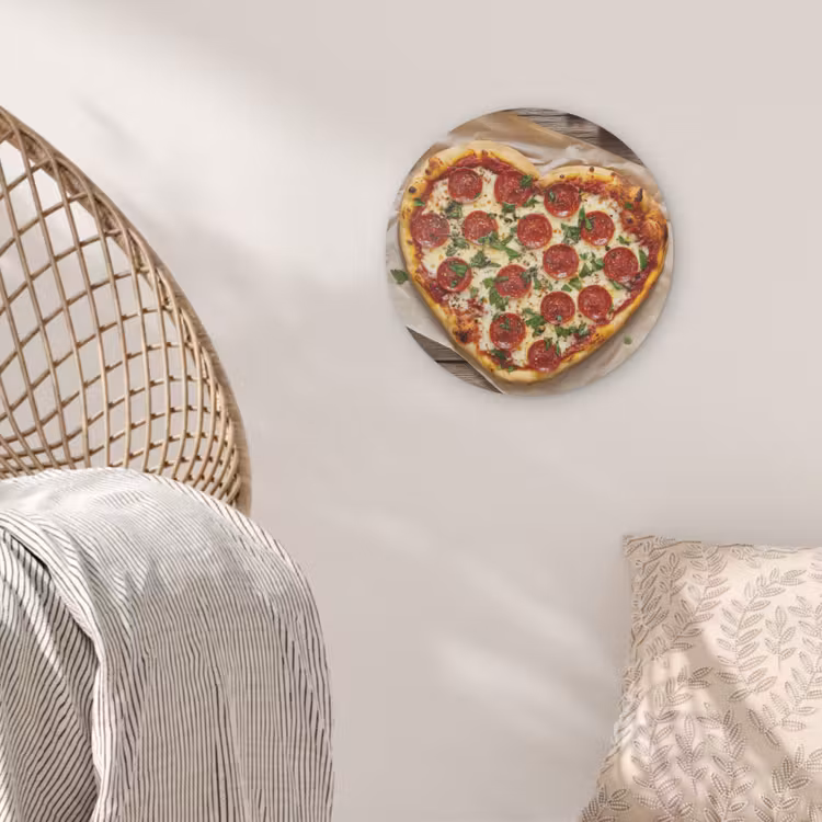 Pizza - Hart - Pepperoni - Tomaat Akoestische PET Vilt - Rond klein -sfeer4