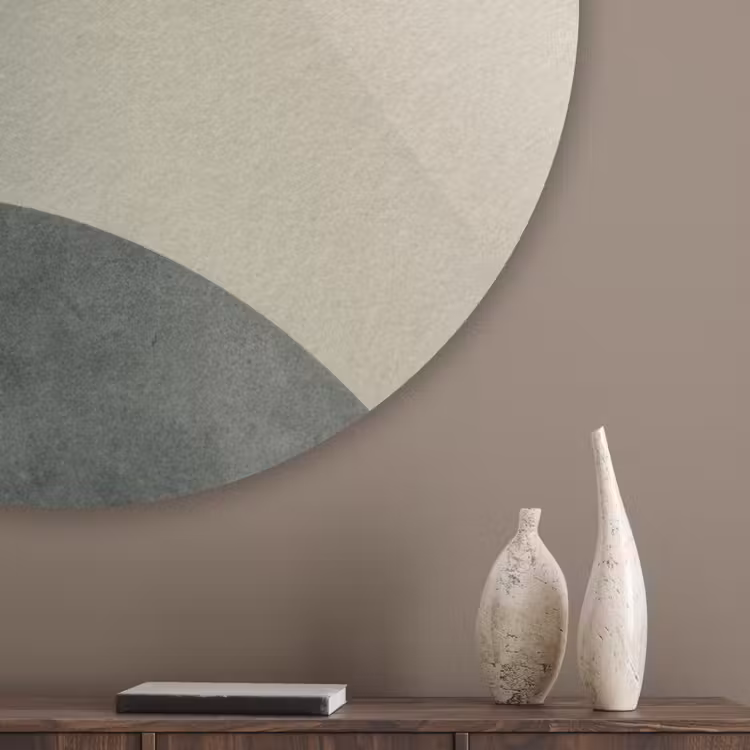 Vlakken - Abstract - Beige - Cirkels Akoestische PET Vilt - Rond klein -sfeer5_closeup