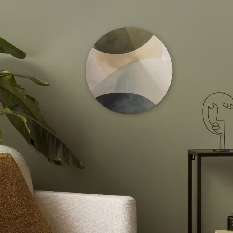 Vlakken - Abstract - Beige - Cirkels Akoestische PET Vilt - Rond klein -sfeer2
