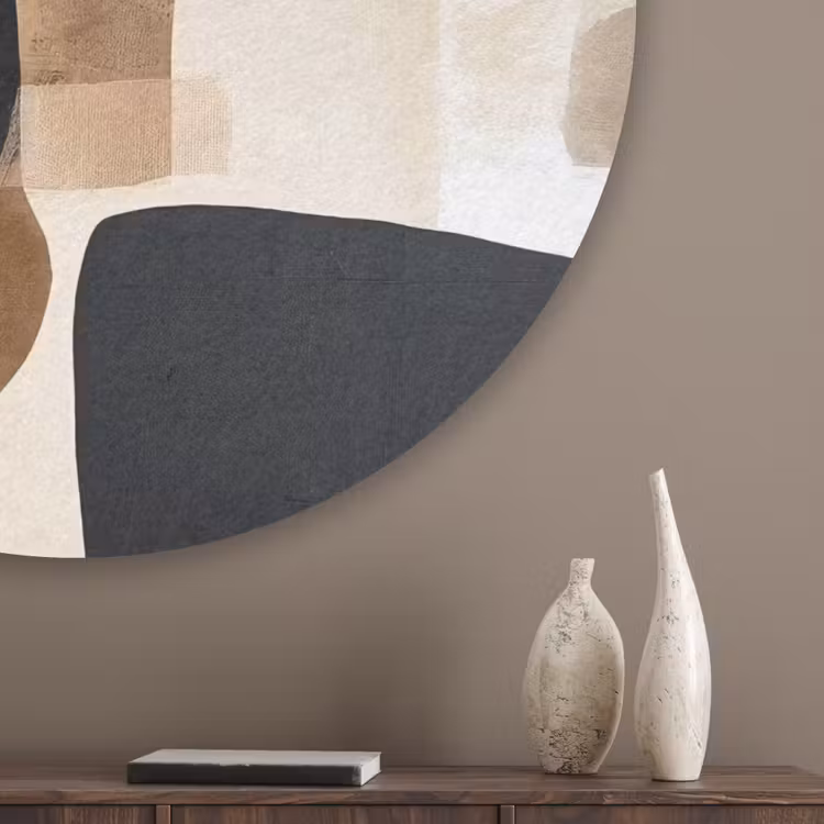 Vlakken - Abstract - Zwart - Strepen Akoestische PET Vilt - Rond klein -sfeer5_closeup