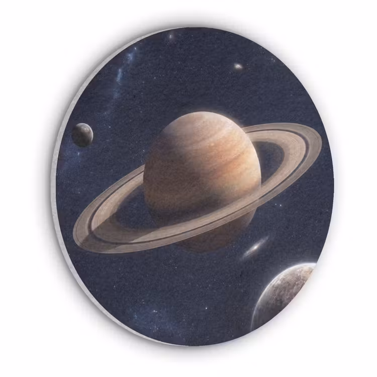 Planeten - Saturnus - Ruimte Akoestische PET Vilt - Rond klein -3d