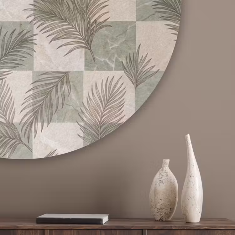 Planten - Bladeren - Marmer - Modern - Groen Akoestische PET Vilt - Rond klein -sfeer5_closeup