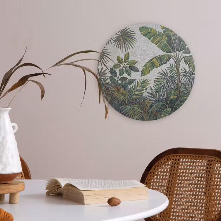 Planten - Tropisch - Mozaïek - Groen - Natuur Akoestische PET Vilt - Rond klein -sfeer3