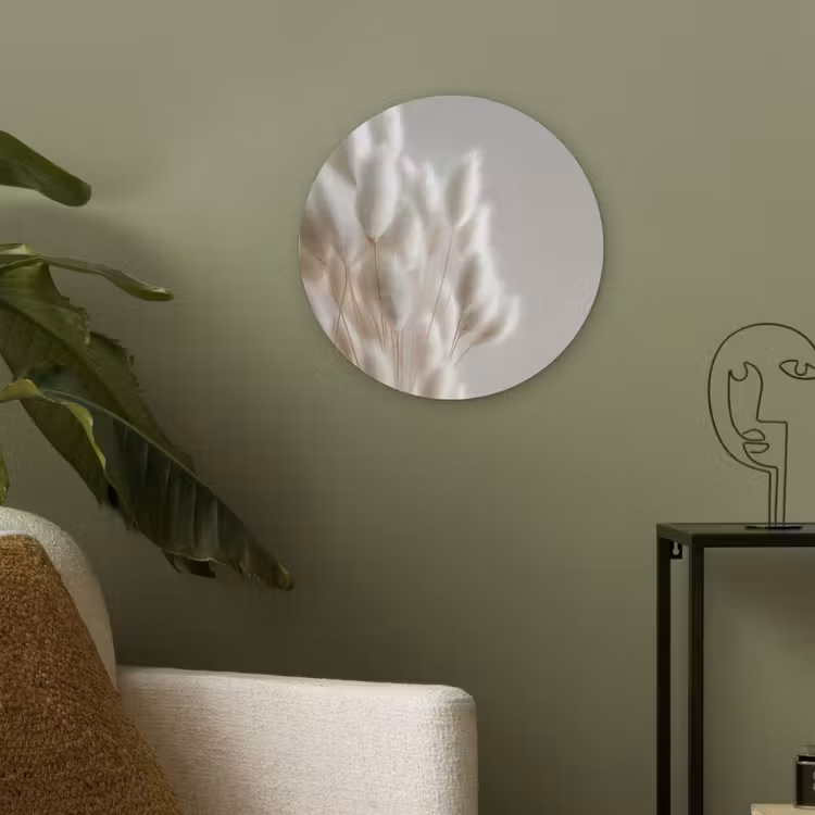 Pluimen - Beige - Minimalistisch Akoestische PET Vilt - Rond klein -sfeer2