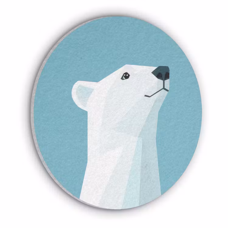 Ijsbeer - Lichtblauw - Minimalistisch Akoestische PET Vilt - Rond klein -3d