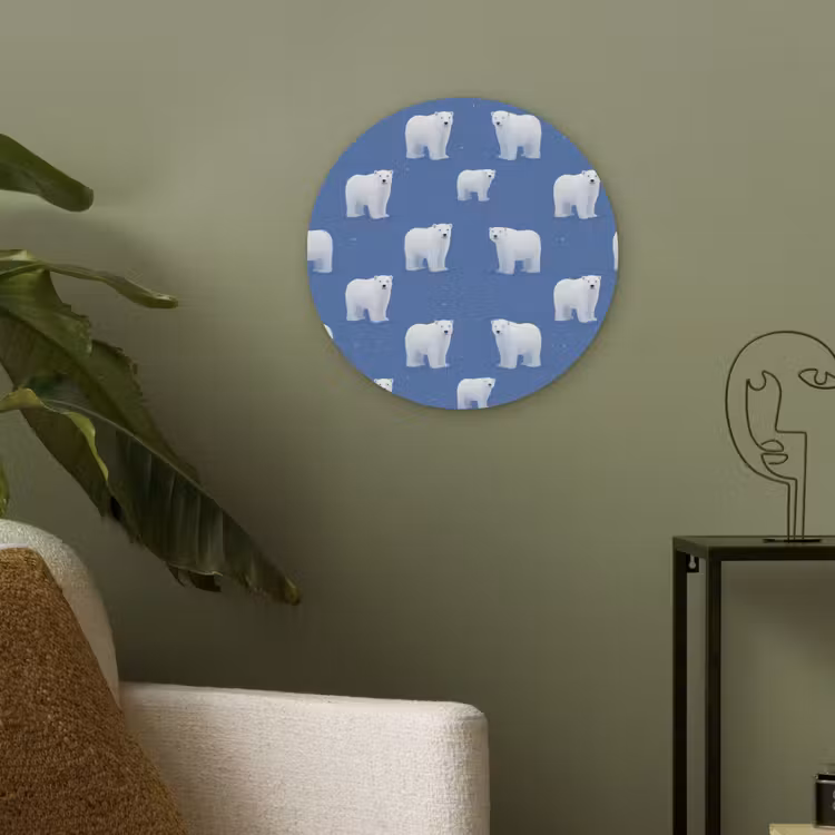 IJsbeer - Patroon - Blauw Akoestische PET Vilt - Rond klein 838 -sfeer2