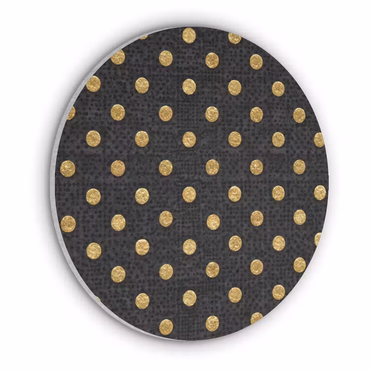 Polka Dot - Stippen - Goud - Zwart Akoestische PET Vilt - Rond klein 838 -3d