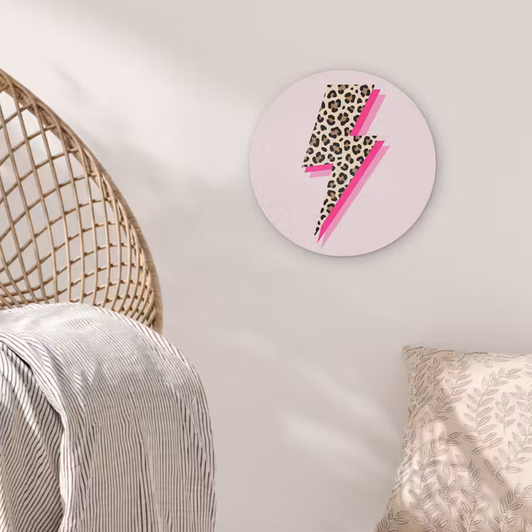 Stippen - Roze - Bliksem Akoestische PET Vilt - Rond klein -sfeer4