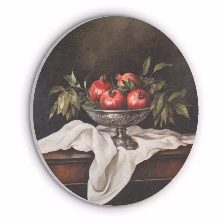 Granaatappels - Klassiek - Vintage Akoestische PET Vilt - Rond klein -3d