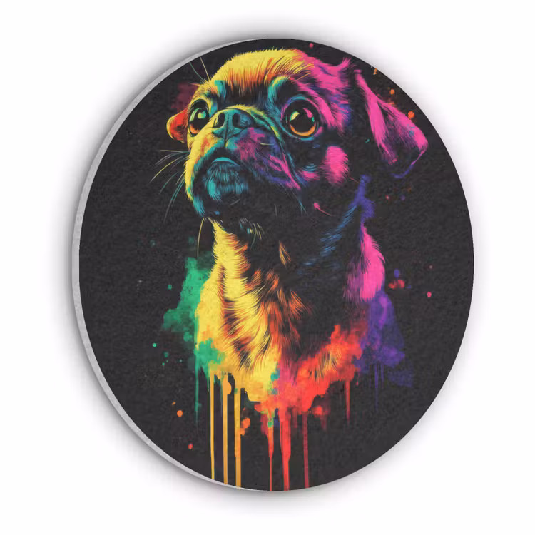 Puck - Hond - Verf - Kleuren Akoestische PET Vilt - Rond klein -3d