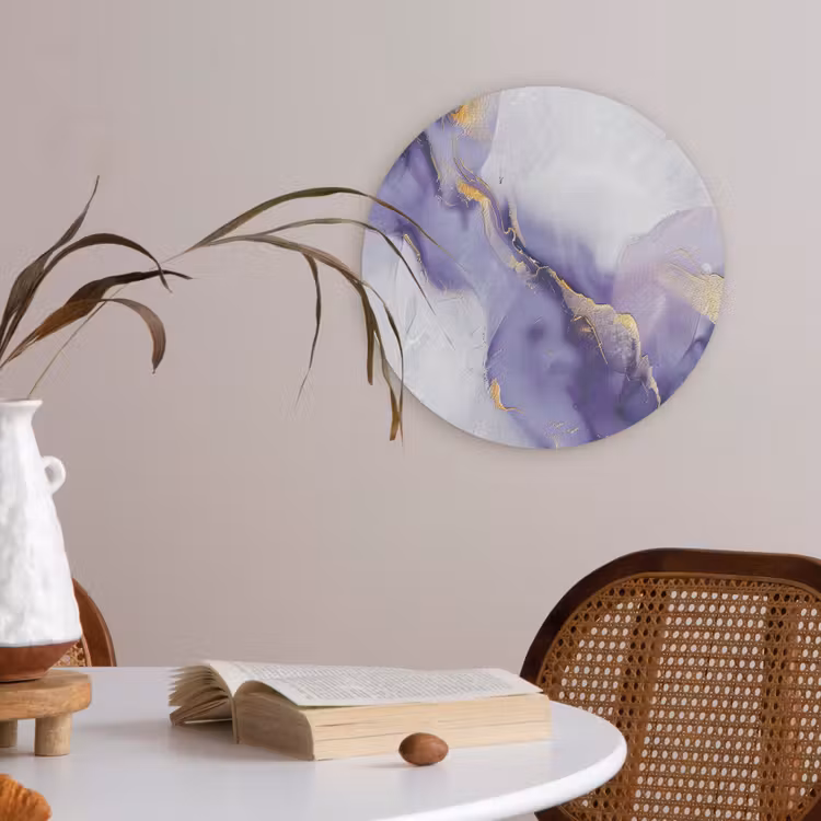 Paars - Modern - Marmer - Abstract Akoestische PET Vilt - Rond klein -sfeer3