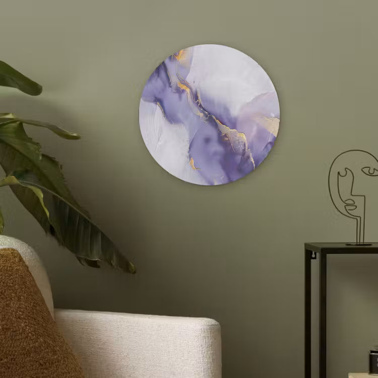 Paars - Modern - Marmer - Abstract Akoestische PET Vilt - Rond klein -sfeer2