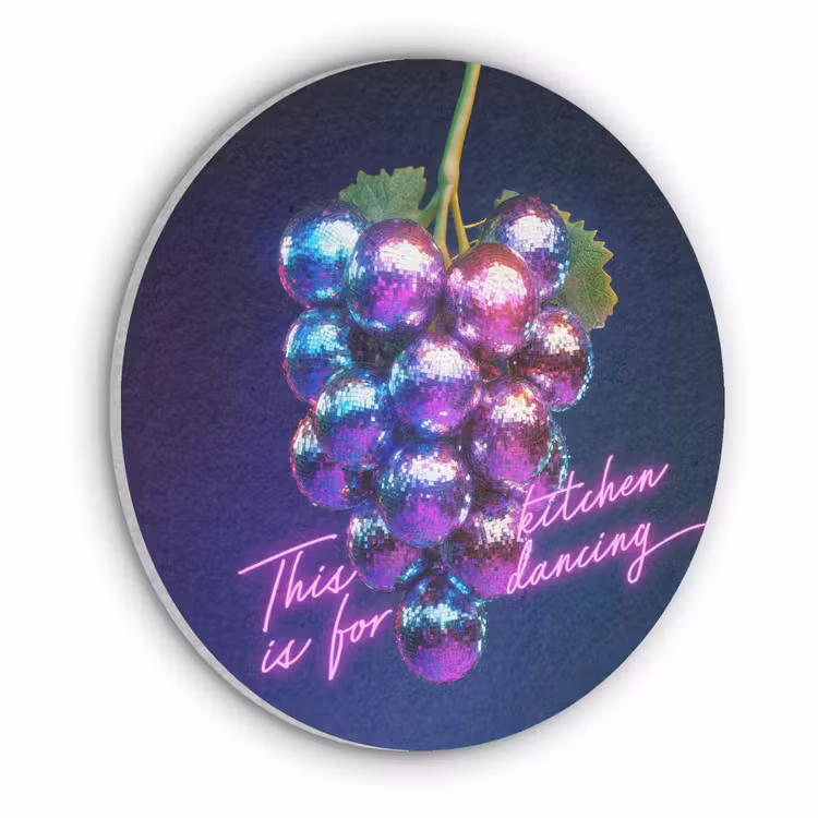 Quote - Neon - Disco - Druiven Akoestische PET Vilt - Rond klein -3d