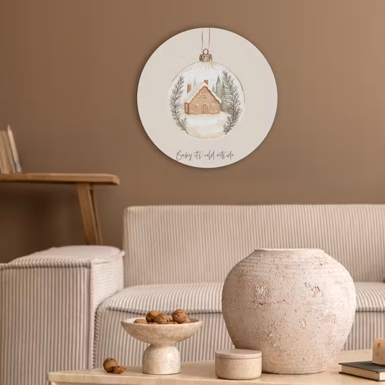 Quote - Winter - Kerst - Beige - Kerstbal Akoestische PET Vilt - Rond klein -sfeer1