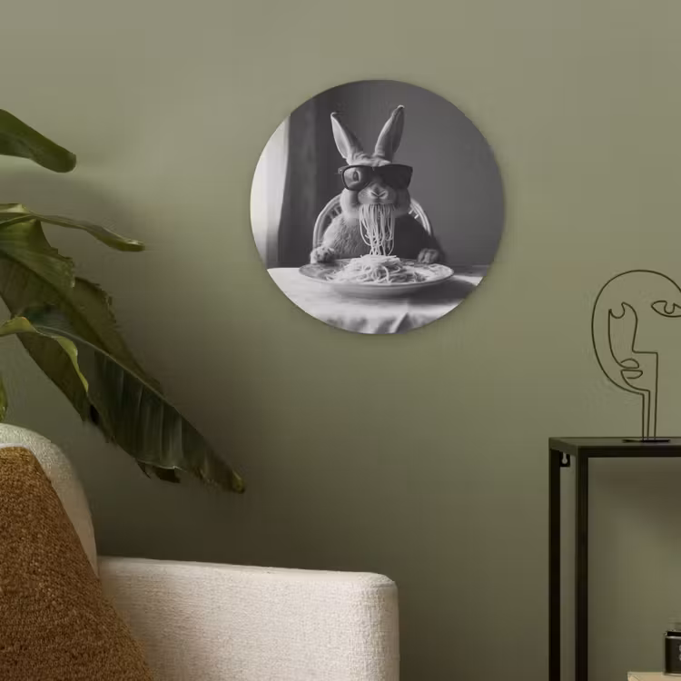 Konijn - Bunny - Zonnebril - Tafelkleed - Pasta - Schattig Akoestische PET Vilt - Rond klein -sfeer2