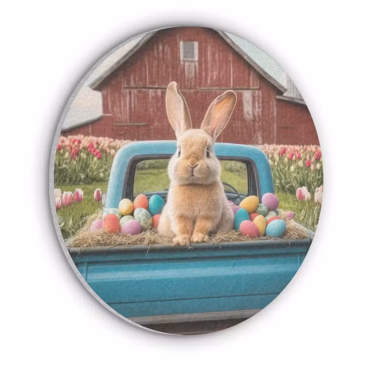 Konijn - Boerderij - Eieren Akoestische PET Vilt - Rond klein -3d