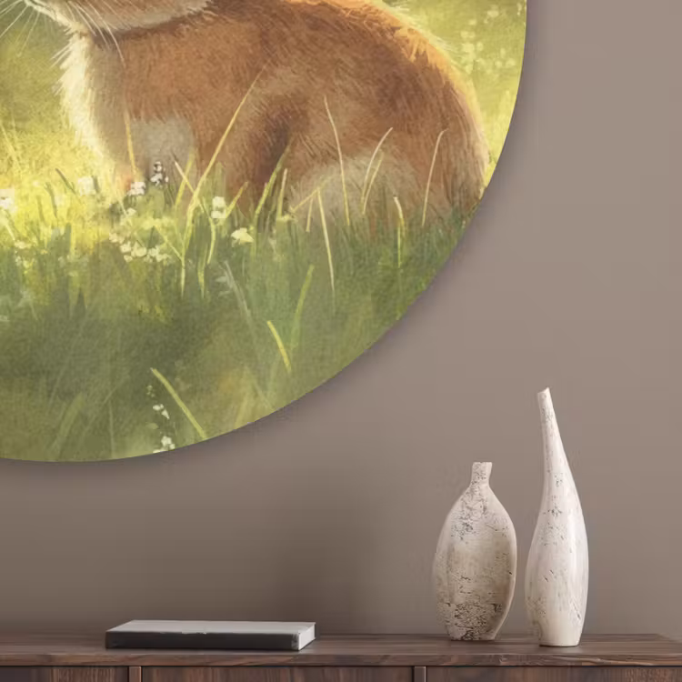 Konijn - Zonlicht - Bos Akoestische PET Vilt - Rond klein -sfeer5_closeup