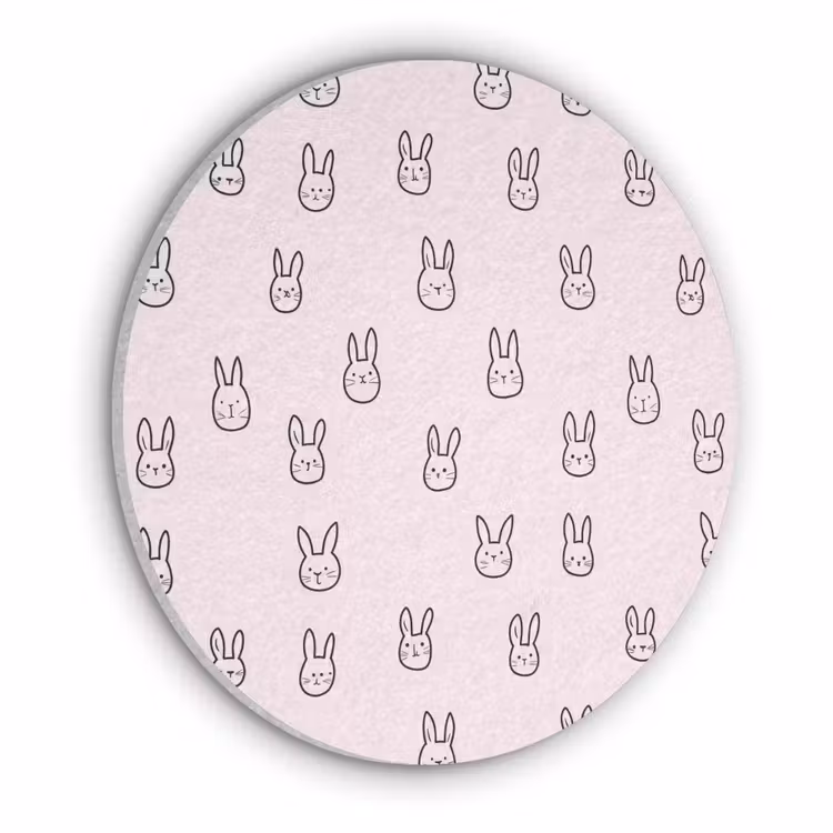Konijnen - Minimalistisch - Roze Akoestische PET Vilt - Rond klein 838 -3d