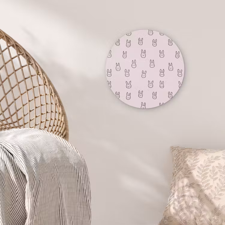 Konijnen - Minimalistisch - Roze Akoestische PET Vilt - Rond klein 838 -sfeer4