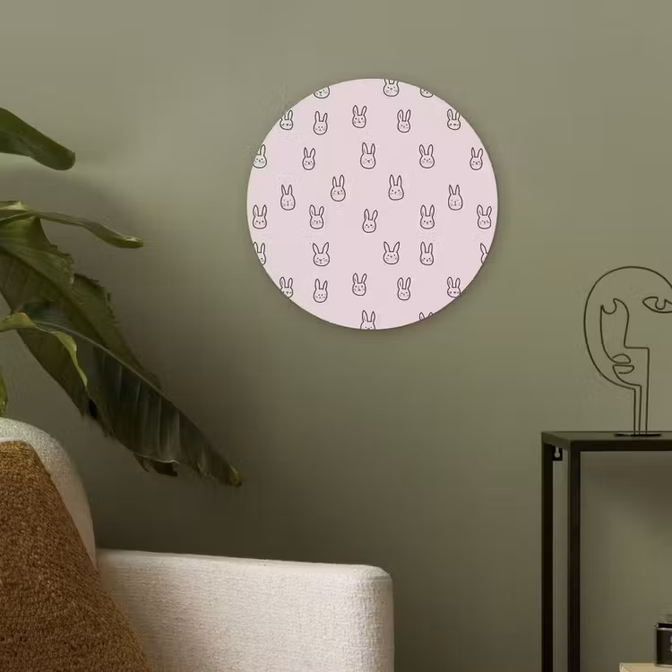 Konijnen - Minimalistisch - Roze Akoestische PET Vilt - Rond klein 838 -sfeer2