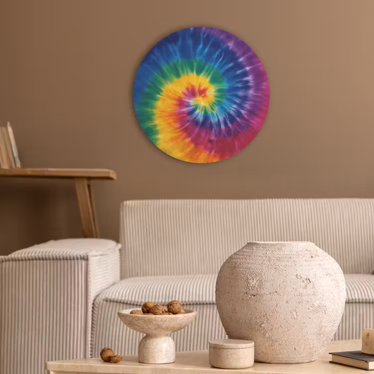 Regenboogkleuren - Spiraal - Kleurrijk Akoestische PET Vilt - Rond klein -sfeer1