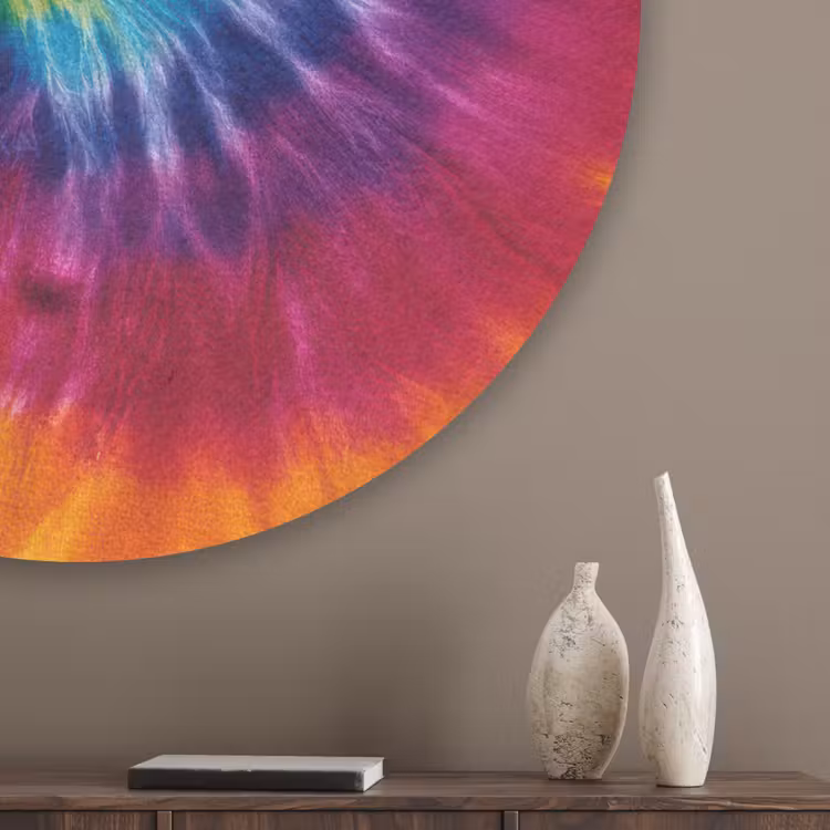 Regenboogkleuren - Spiraal - Kleurrijk Akoestische PET Vilt - Rond klein -sfeer5_closeup