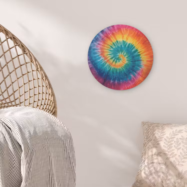 Regenboogkleuren - Tie dye - Akoestische PET Vilt - Rond klein -sfeer4