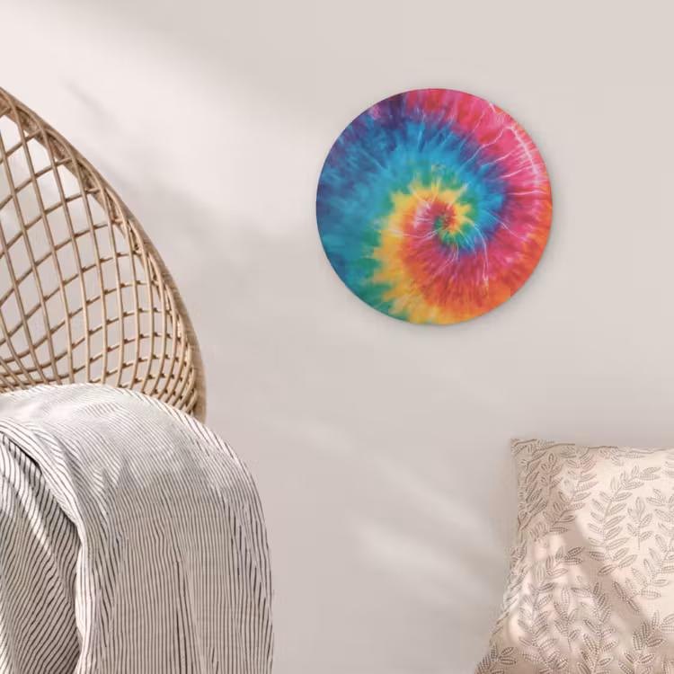 Regenboog - Tie dye - Kleurrijk - Blauw Akoestische PET Vilt - Rond klein -sfeer4