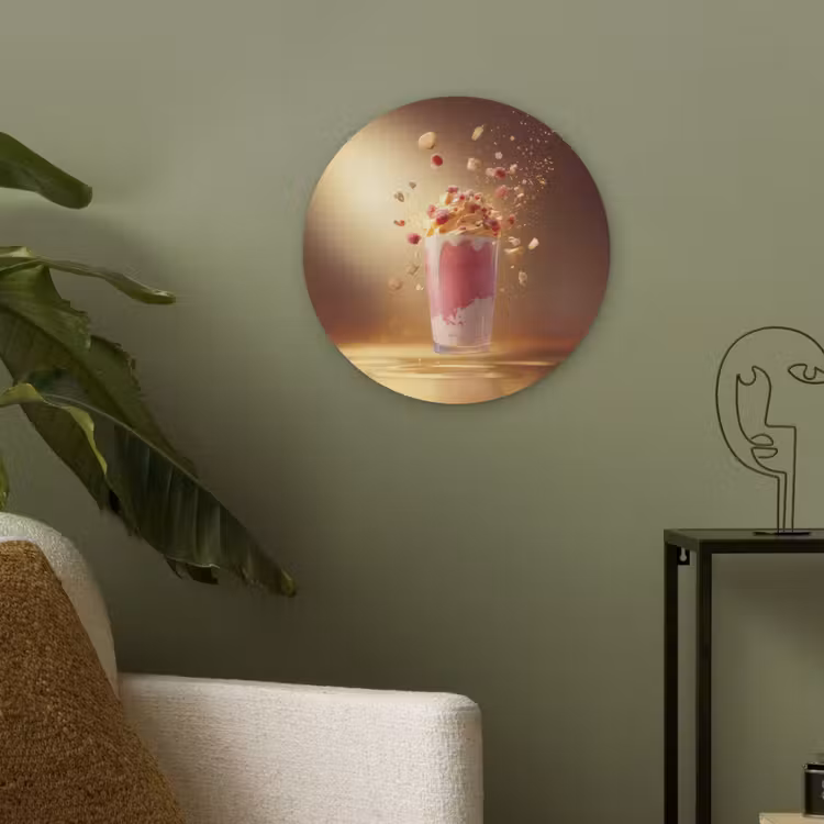 Framboos - Smoothie - Drinken - Roze Akoestische PET Vilt - Rond klein -sfeer2
