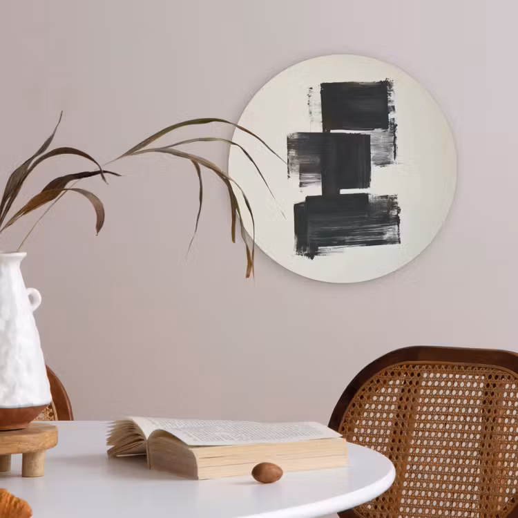 Rechthoeken - Penseelstreken - Abstract - Zwart Akoestische PET Vilt - Rond klein -sfeer3