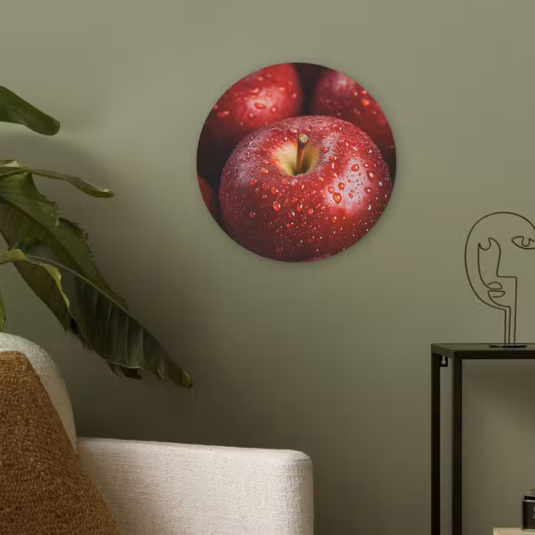 Rood - Appels - Fruit Akoestische PET Vilt - Rond klein -sfeer2