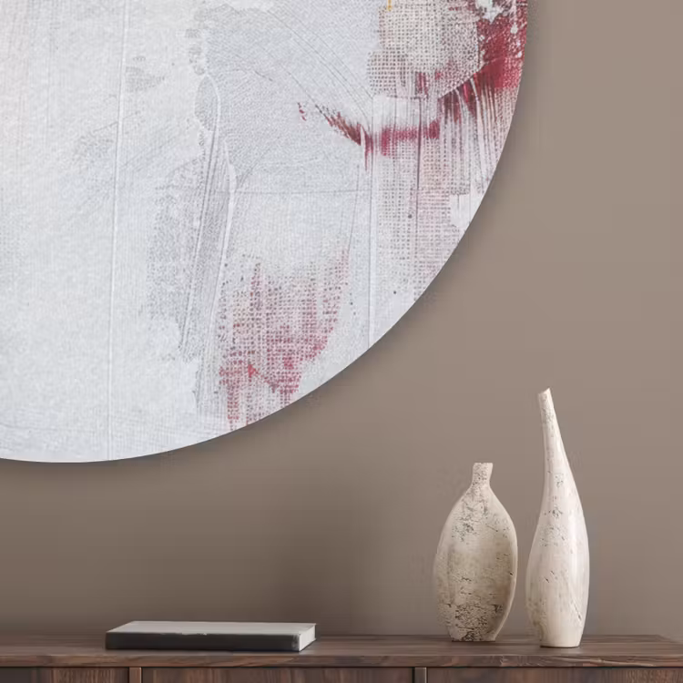 Rood - Marmer - Abstract - Goud - Modern Akoestische PET Vilt - Rond klein -sfeer5_closeup